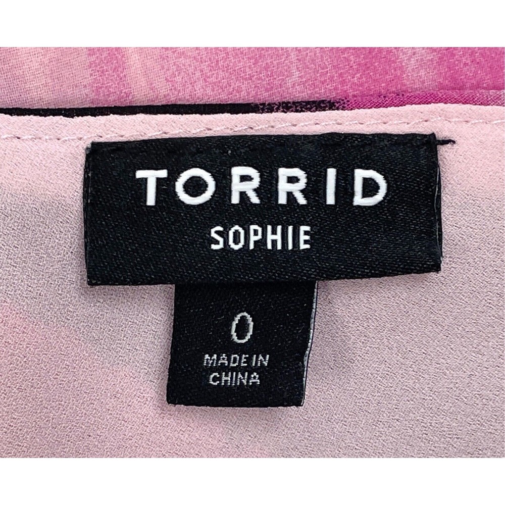Torrid Women Sz 0 Sophie Pink Striped Spaghetti Strap Blouse Top Layered - Picture 7 of 8